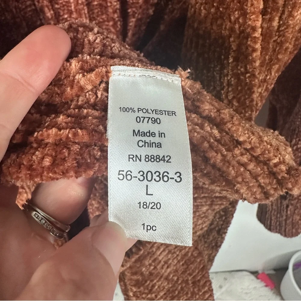Woman Within Rust Orange Chenille Cardigan Sweater Size Large 18/20 Soft - Picture 5 of 6